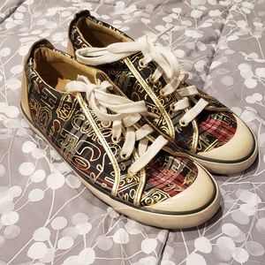 Coach gold lettering plaid chuck sneakers BARRETT size 8b